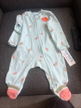 Carter's Light Blue Watermelon Footed One-Piece Pajama